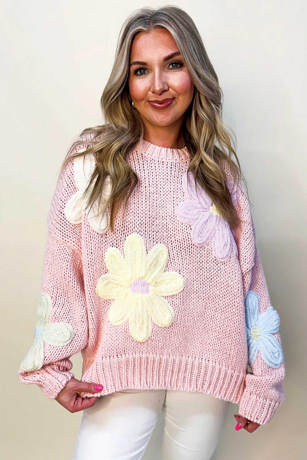 tess pink petals sweater