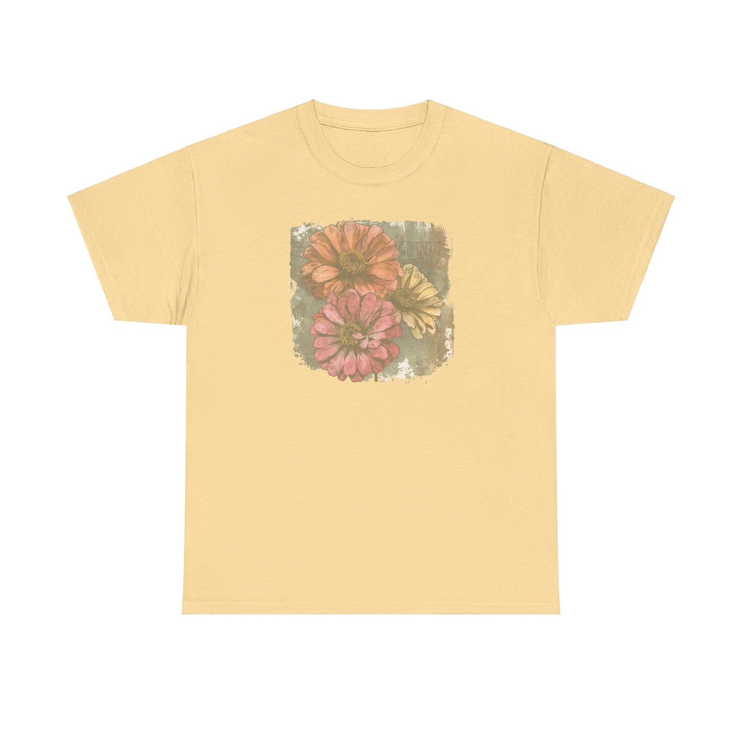 vintage zinnia graphic tee - summer flowers