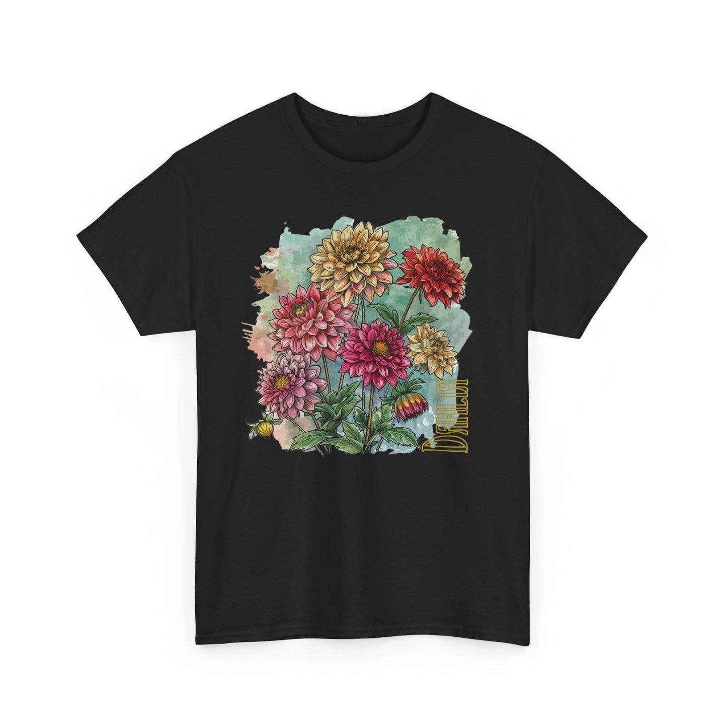 vintage dahlia garden graphic tee - summer flowers