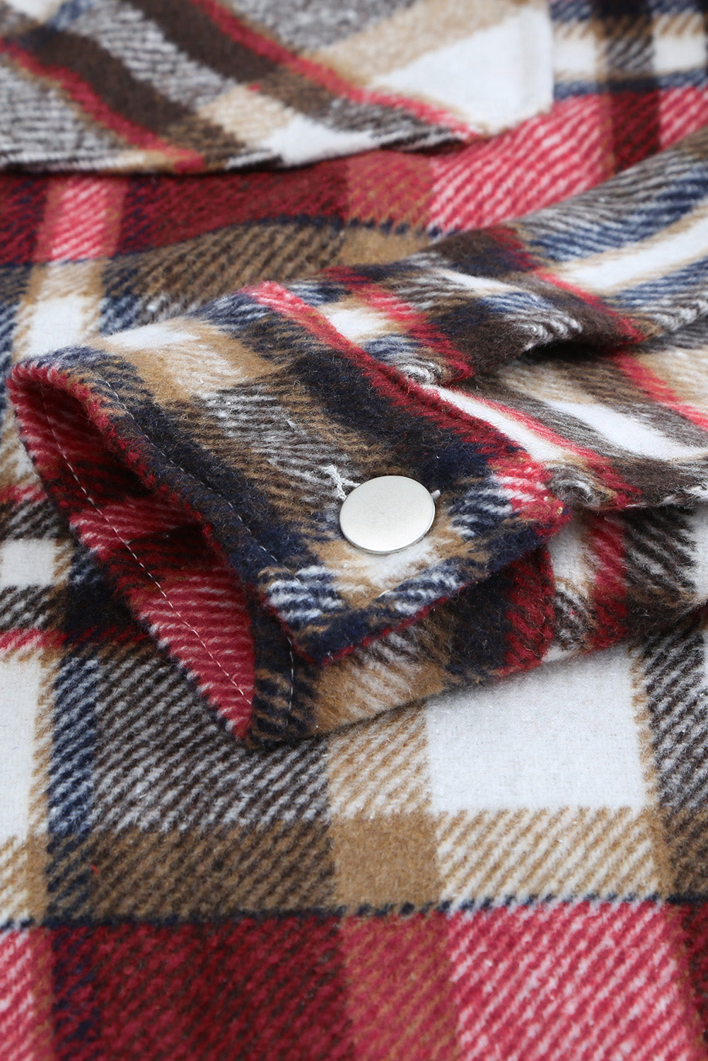 Geometric Plaid Print Pocketed Shacket