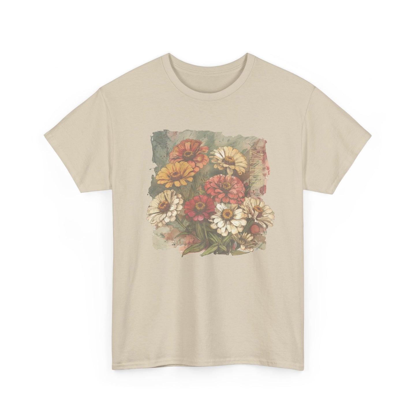 vintage zinnia garden graphic tee - summer flowers