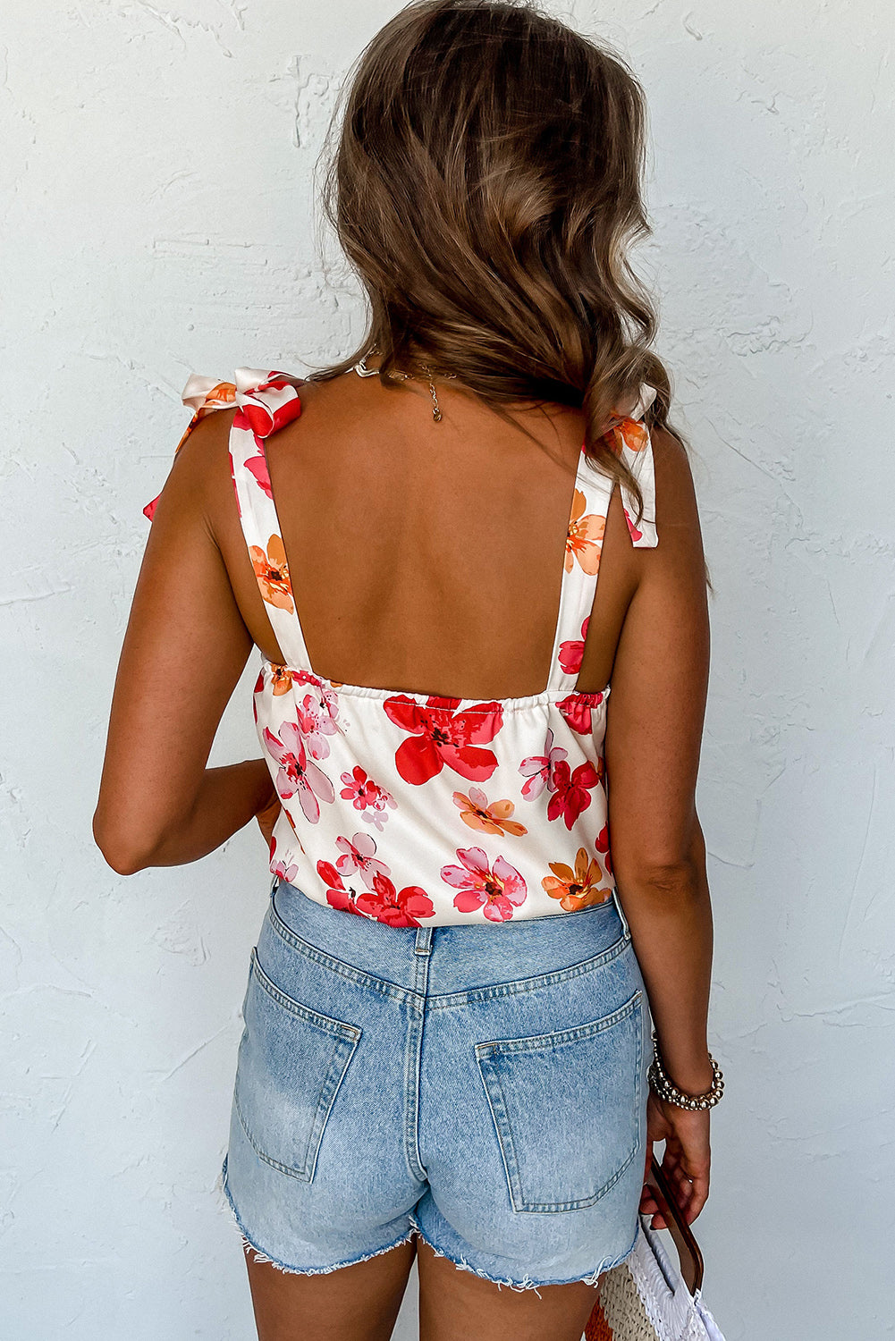 brit floral button wrap top