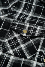 Black Plaid Pattern Sherpa Lined Hooded Shacket