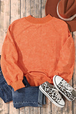 Brown Drop Shoulder Crew Neck Pullover Sweatshirt