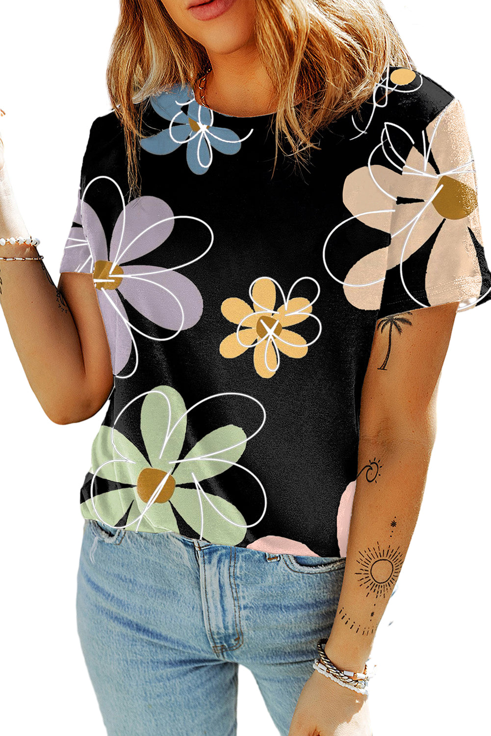 cassie flowr print tee top