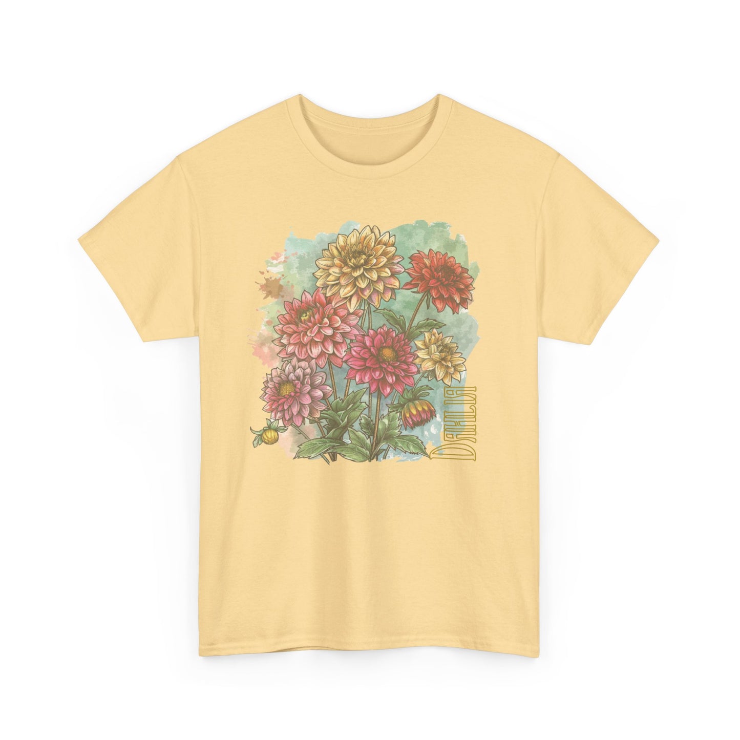 vintage dahlia garden graphic tee - summer flowers