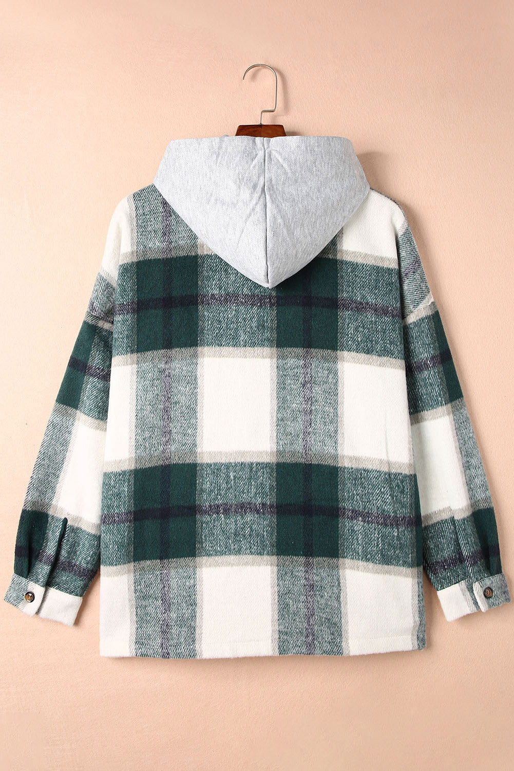 Fiery Red Hooded Plaid Button Front Shacket