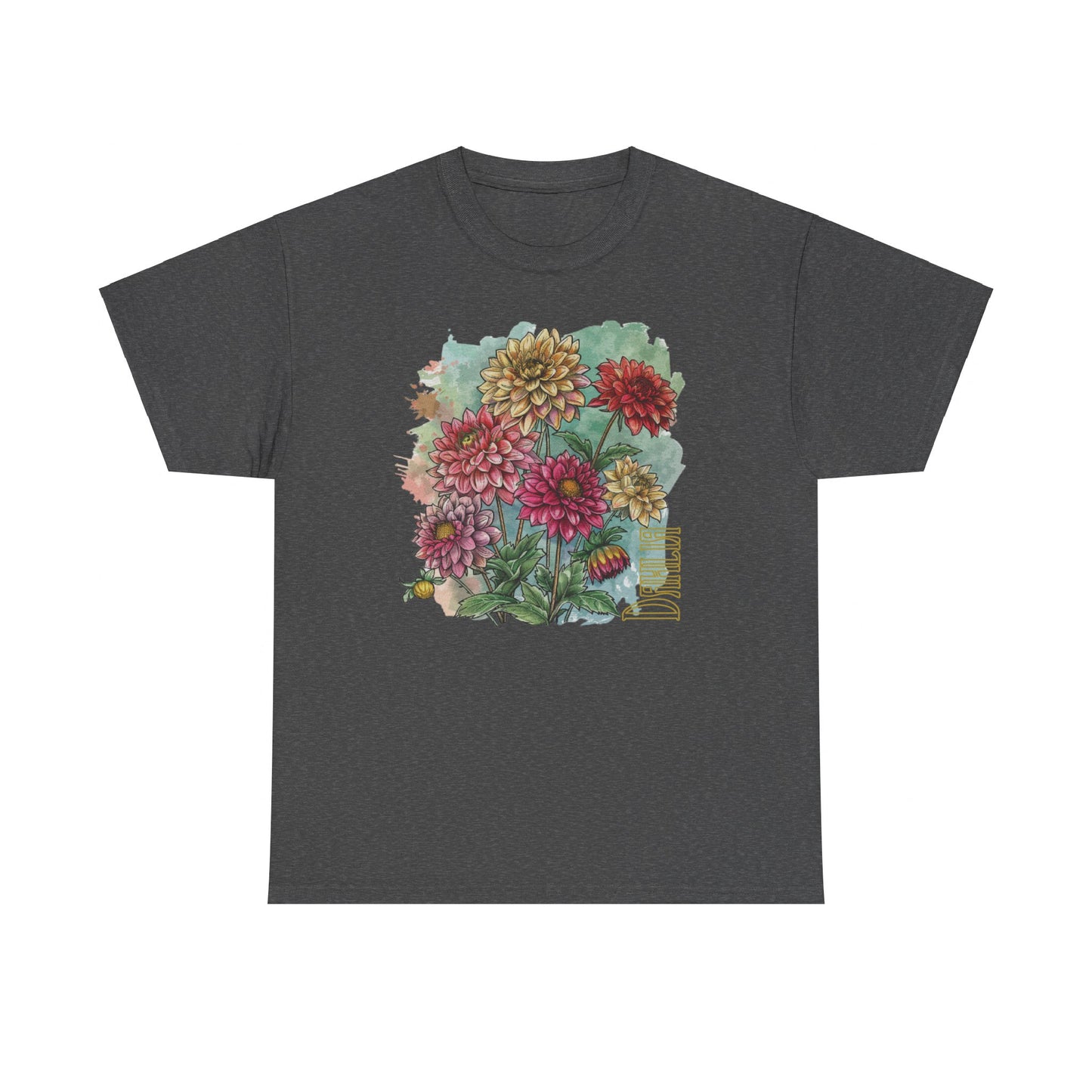 vintage dahlia garden graphic tee - summer flowers