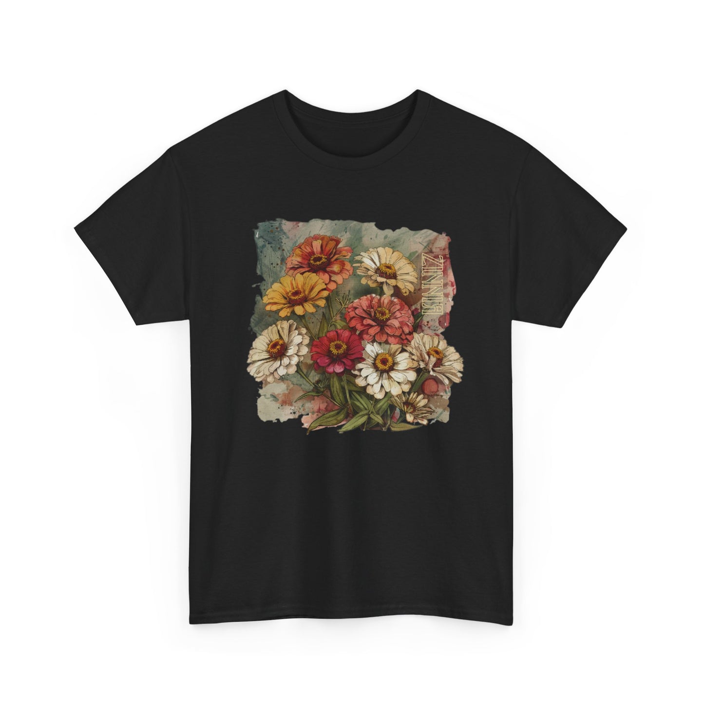 vintage zinnia garden graphic tee - summer flowers