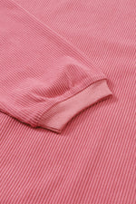 Strawberry Pink Ribbed Corded Oversized Sweatshirt
