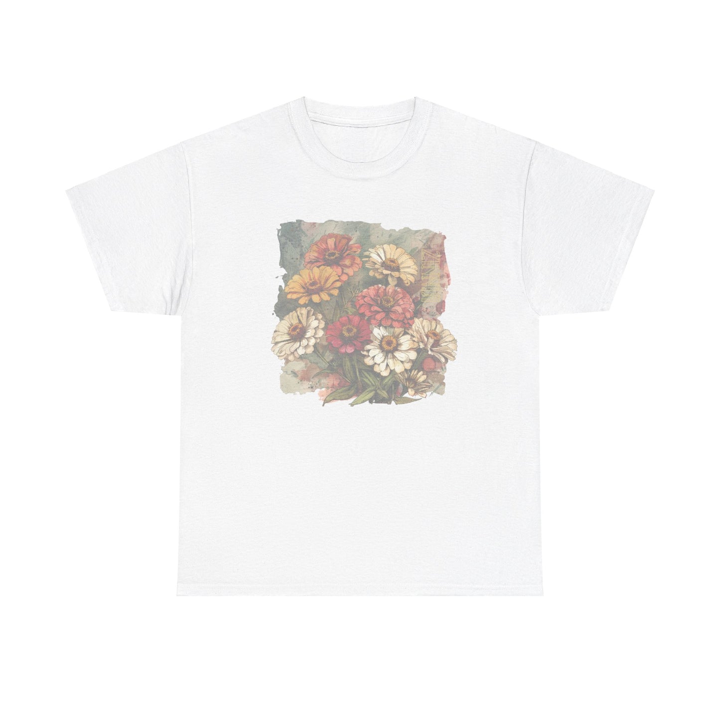 vintage zinnia garden graphic tee - summer flowers