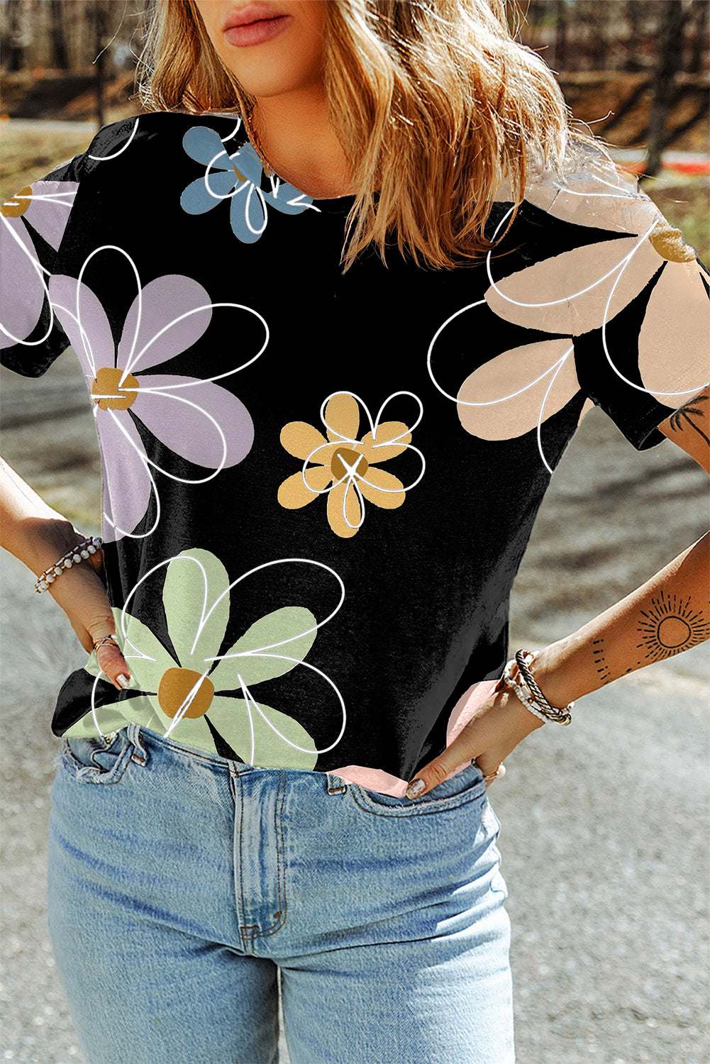 cassie flowr print tee top