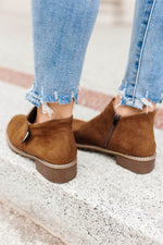 Brown Faux Suede Side Zip Ankle Boots