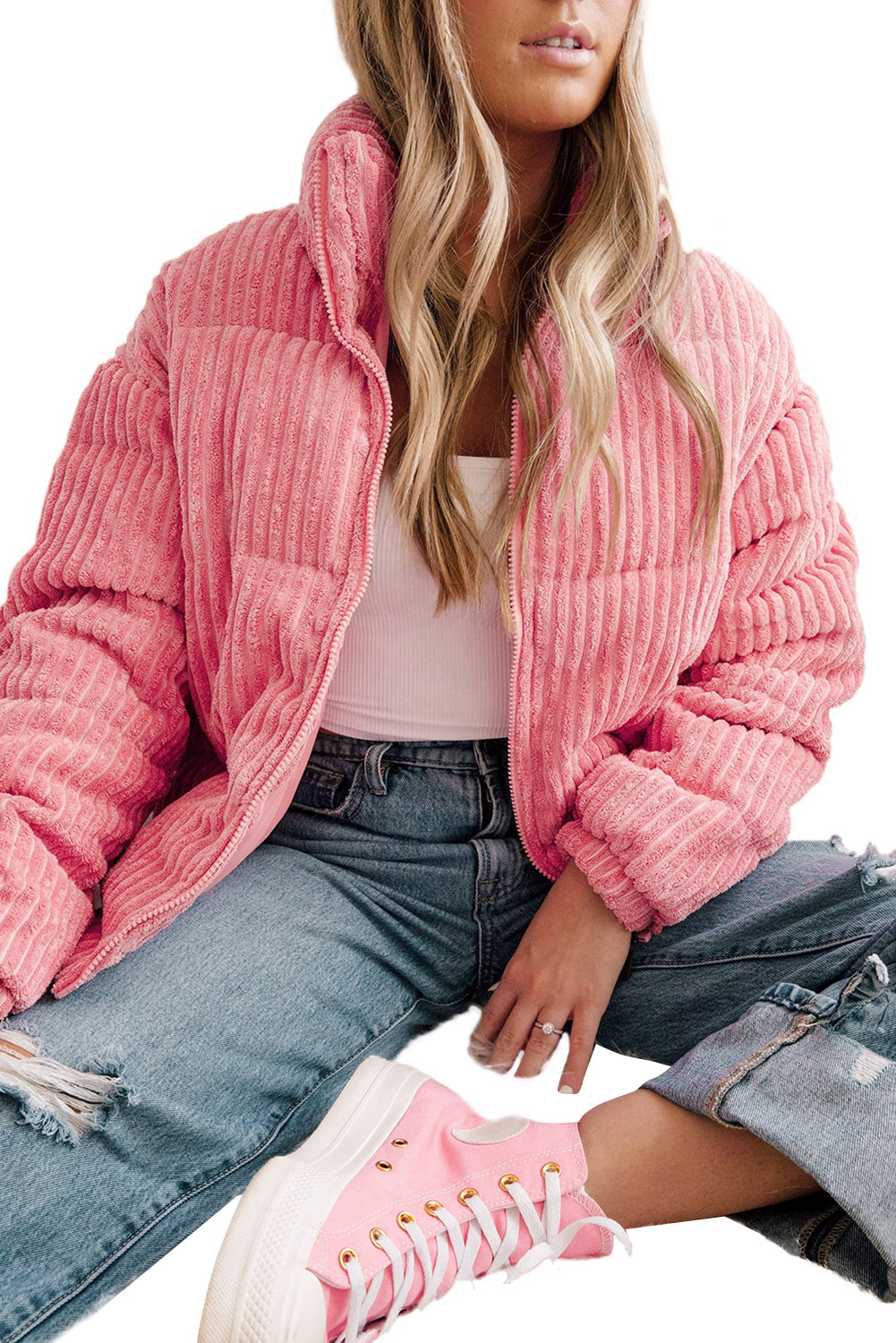 blossom corduroy puffer jacket - only large left!