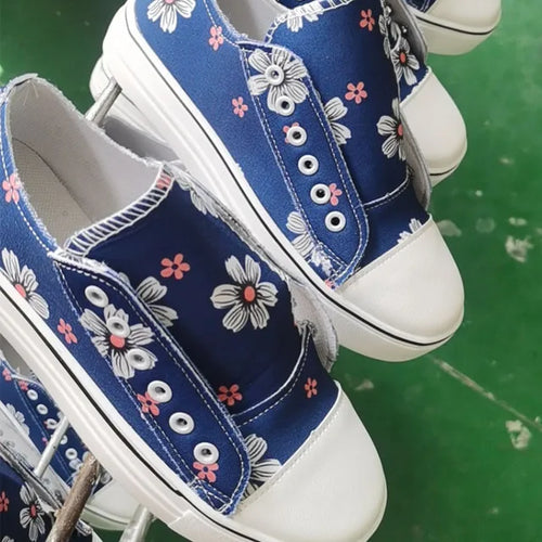 floral print lace up canvas shoes