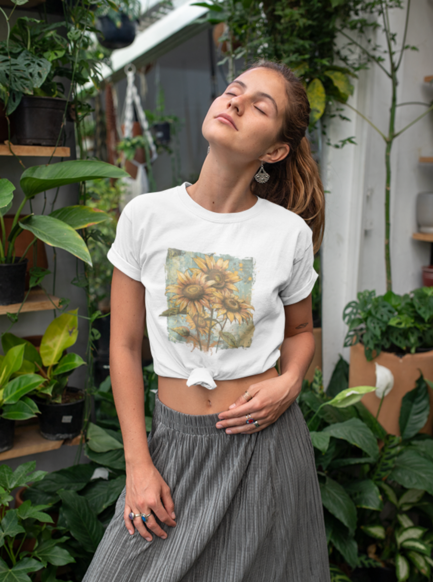 vintage sunflower graphic tee - summer flowers