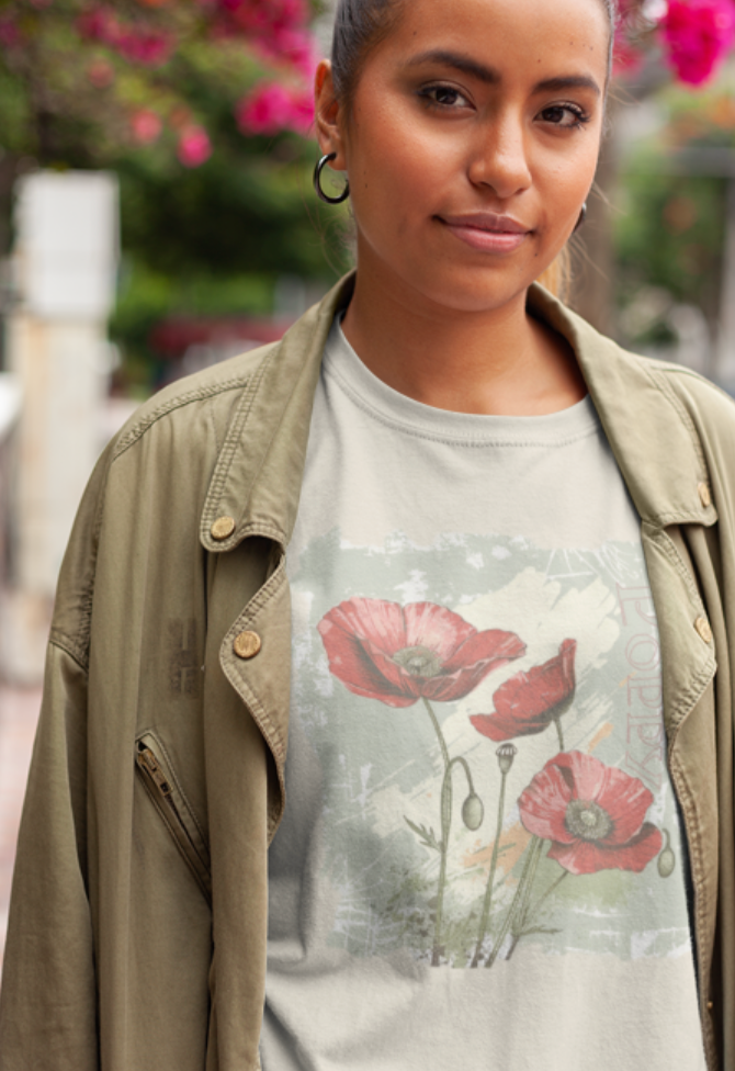 vintage poppy graphic tee - summer flowers