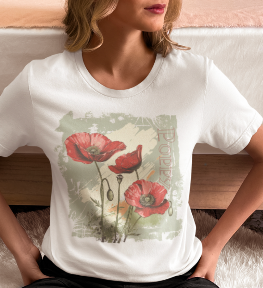 vintage poppy graphic tee - summer flowers