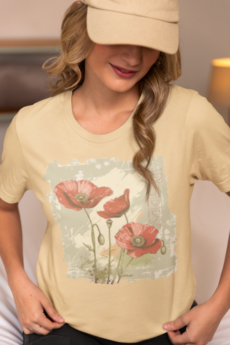 vintage poppy graphic tee - summer flowers