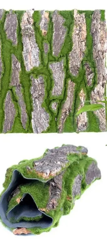 faux bark with moss