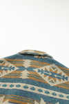 Light Pink Aztec Patch Drawstring Hooded Zip Up Jacket