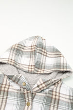 Gray Plaid Pattern Sherpa Lined Hooded Shacket