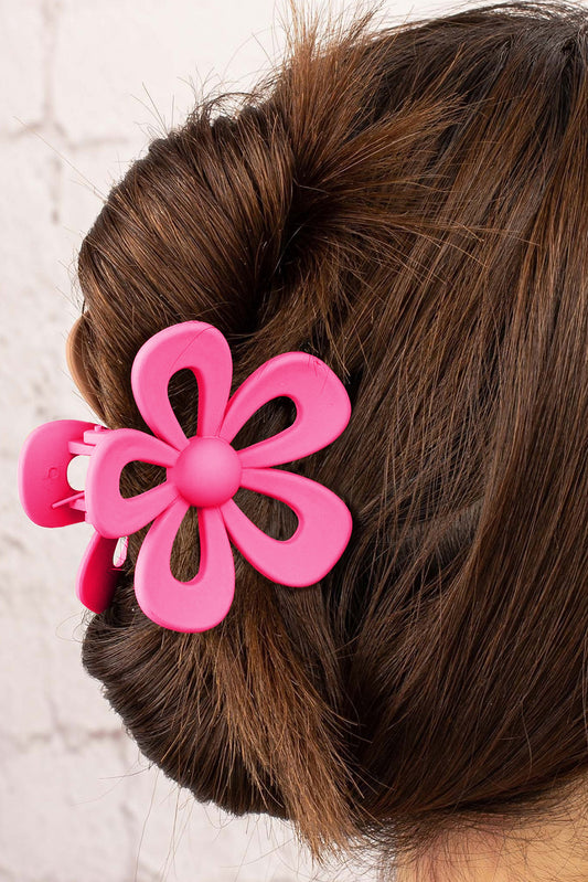 hollowed flowr claw clip - pink/camel/rose red/black