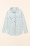 Gray Contrast Flap Pockets Relaxed Shacket