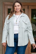 Gray Contrast Flap Pockets Relaxed Shacket