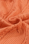 Khaki Ribbed Trim Eyelet Cable Knit Cardigan