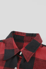 Brown Turn-down Collar Plaid Shirt Coat