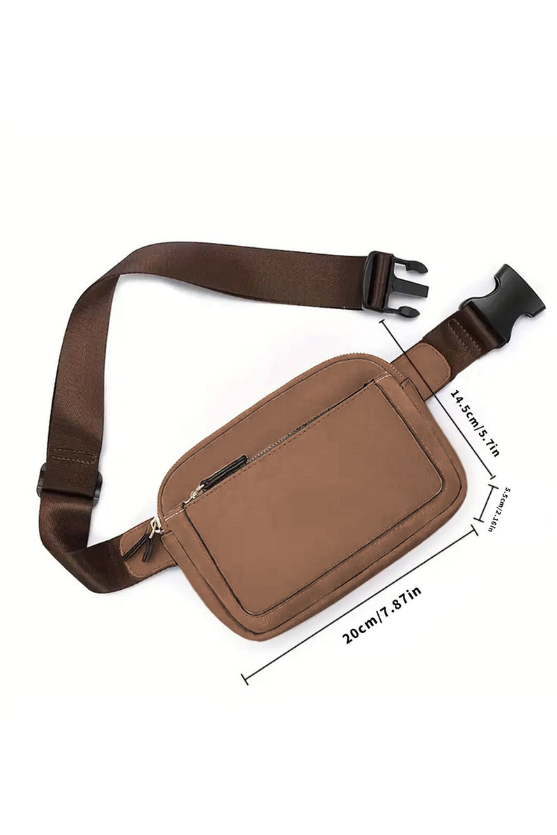 Camel Minimalist Multi-zipped Crossbody Bag