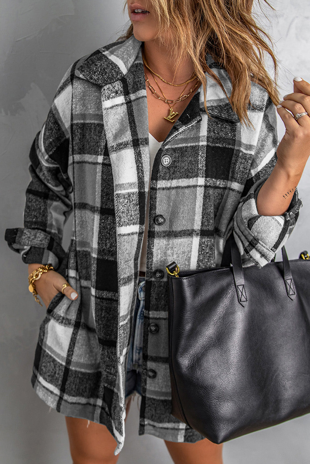 lake plaid print jacket - red/ yellow/ gray/ orange/ rose