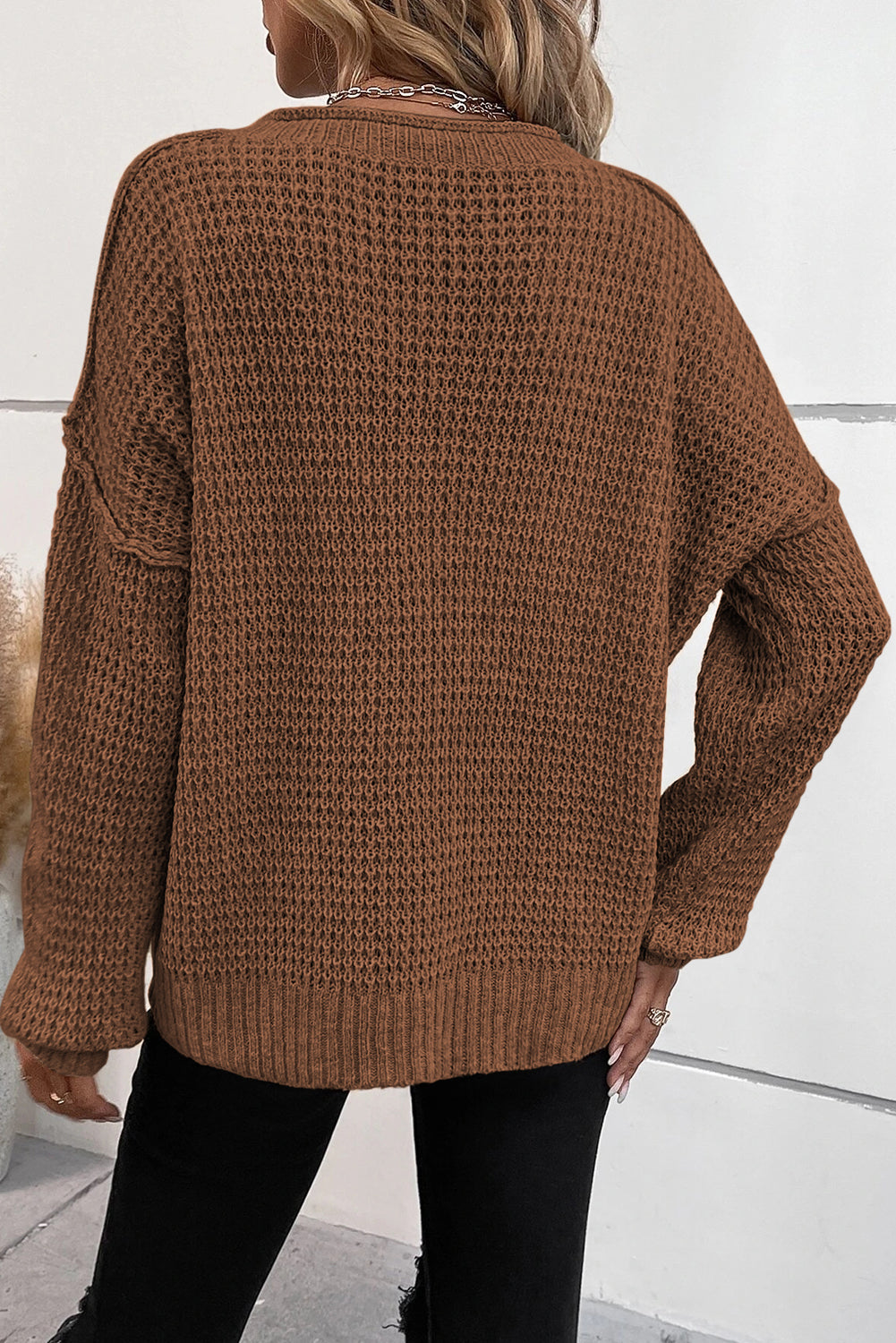 ashton drop shoulder sweater - khaki/ green/ rose/ coffee/ black