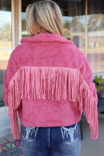 Fringed Full Zipper Fleece Jacket