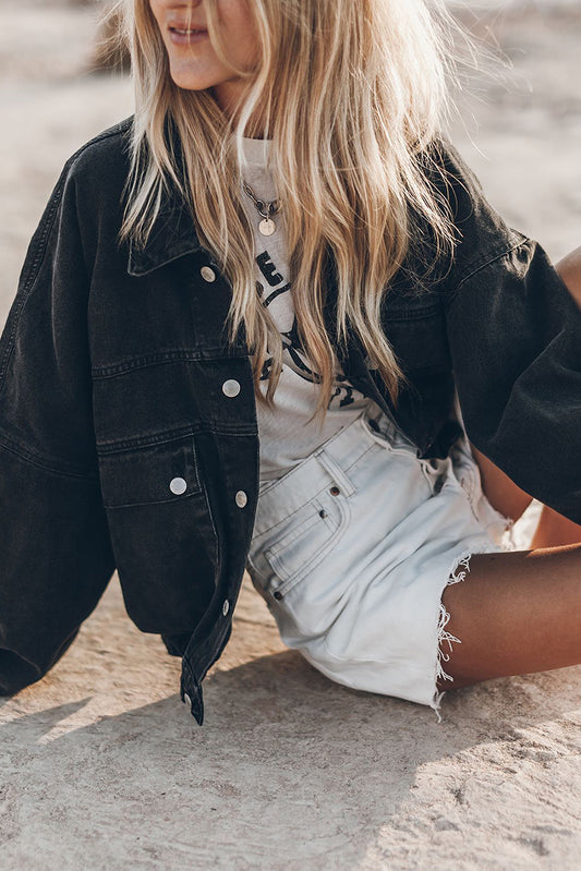 elle denim jacket - black/blue