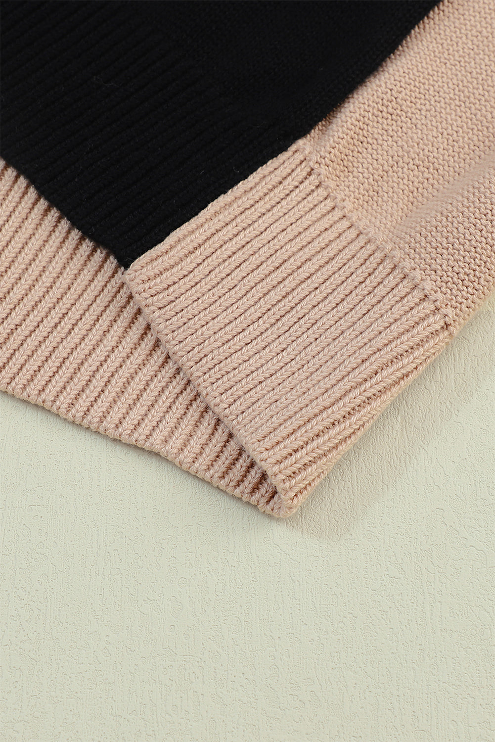 Coffee Colorblock Bishop Sleeve Ribbed Trim Sweater