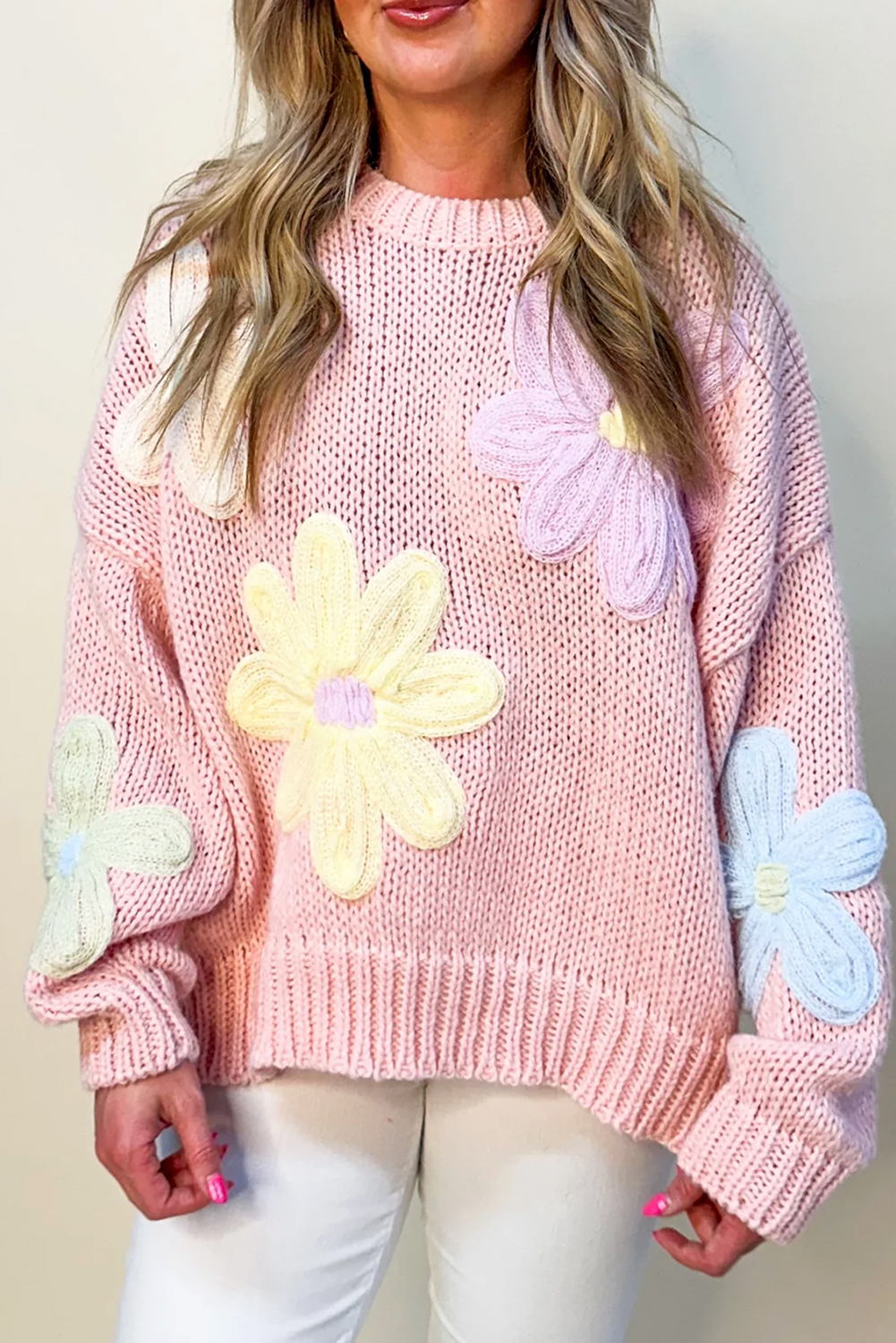 tess pink petals sweater