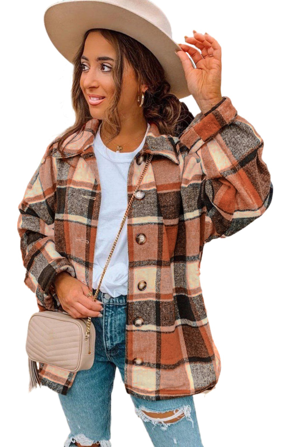 lake plaid print jacket - red/ yellow/ gray/ orange/ rose