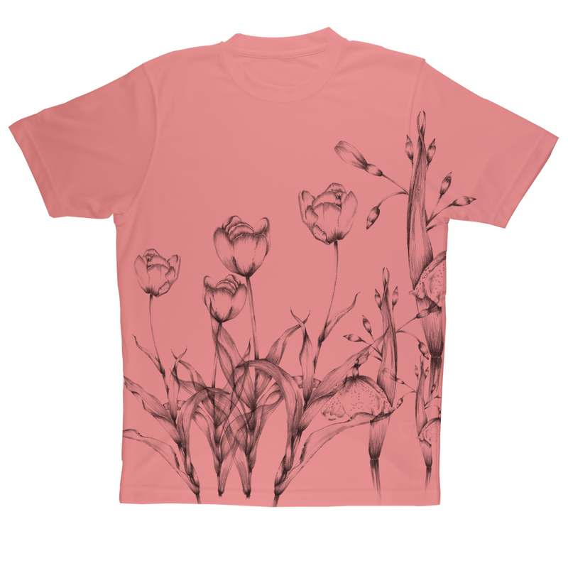 tulip illustrations vintage all over electric colors tee