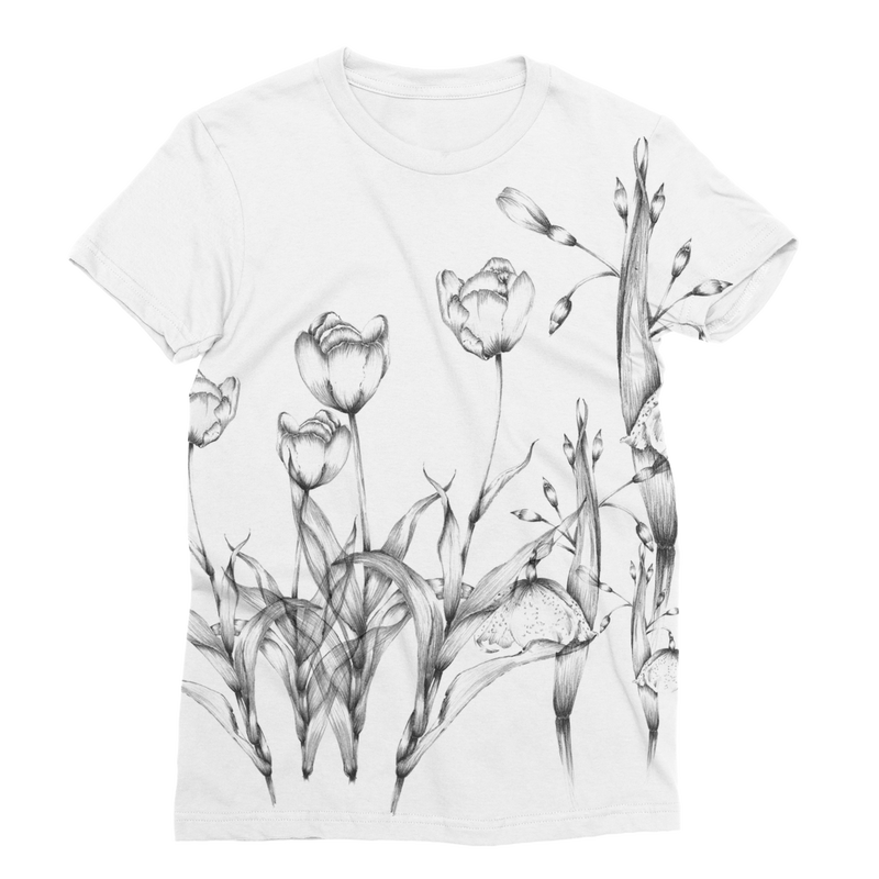 tulip illustrations vintage classic all over graphic tee
