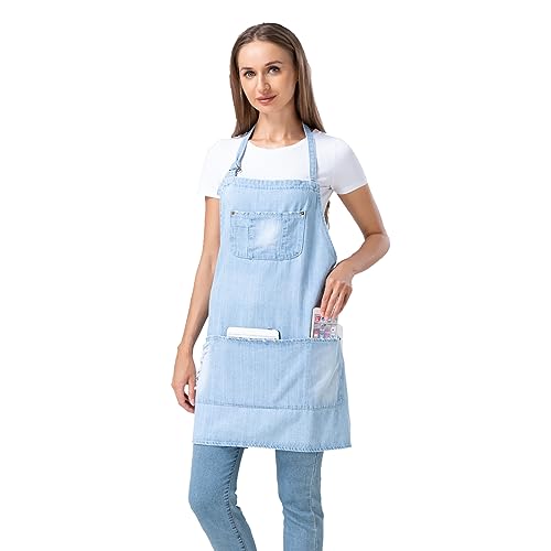 cristina worn denim bib apron
