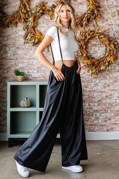 love drawstring wide leg overall/jumpsuit