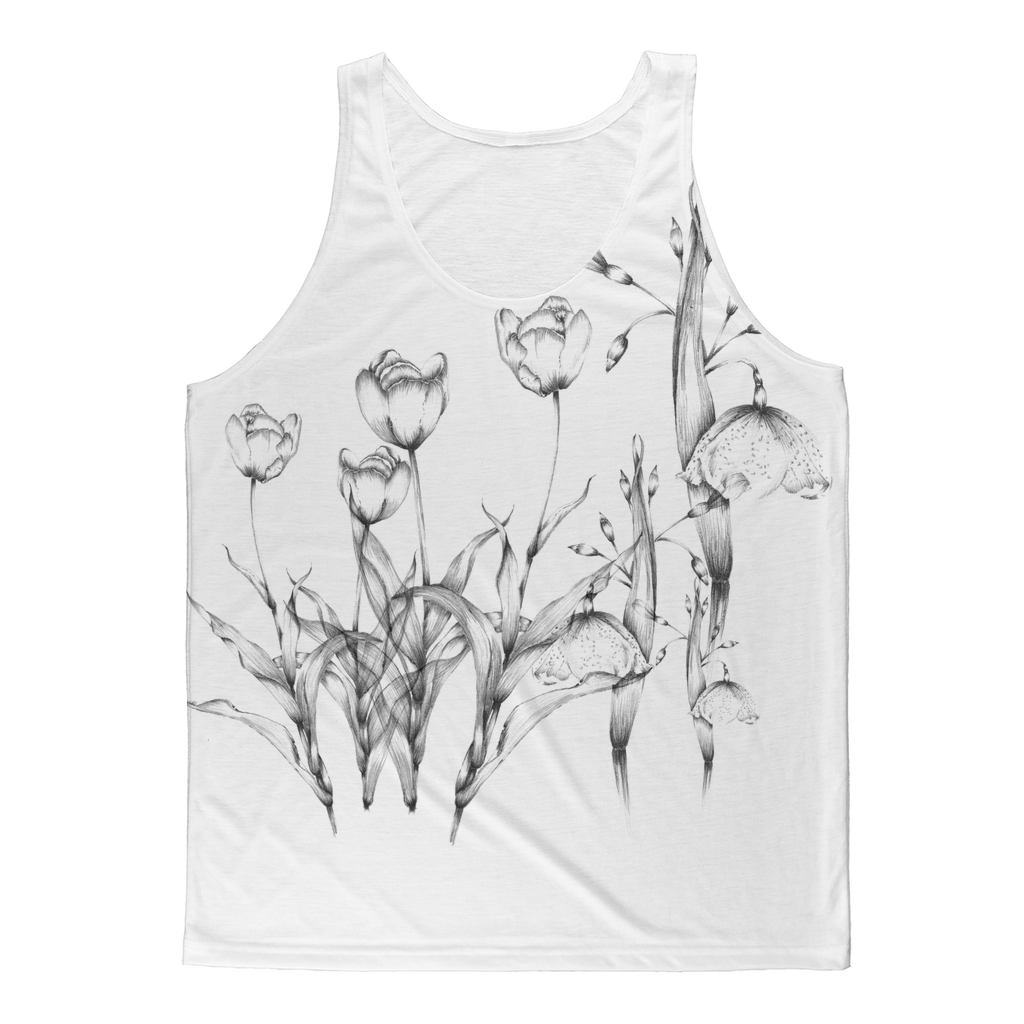 tulip illustrations vintage all over graphic tank