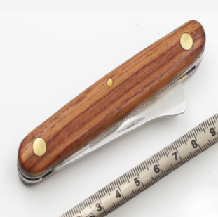 willow wood handle floral knife