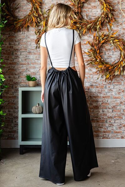love drawstring wide leg overall/jumpsuit