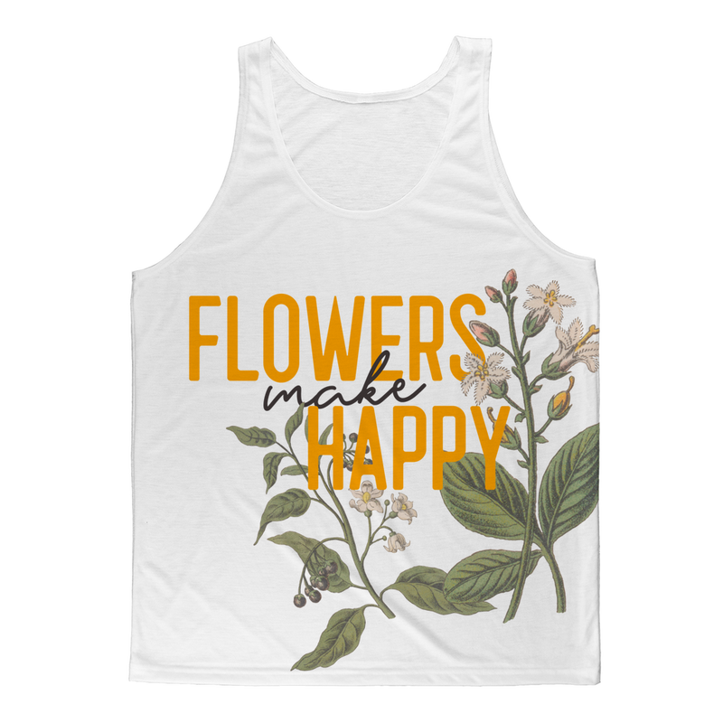 flowers make happy all over tank